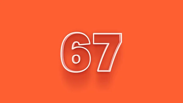 橙色背景上3D 67数字的图解 — 图库照片