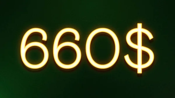 Símbolo Luz Dourada 660 Dólares Ícone Preço Fundo Escuro — Fotografia de Stock