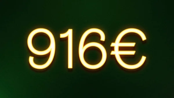 Símbolo Luz Dourada 916 Euros Ícone Preço Fundo Escuro — Fotografia de Stock