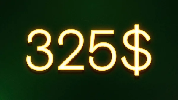Złote Światło Symbol 325 Dolarów Cena Ikona Ciemnym Tle — Zdjęcie stockowe