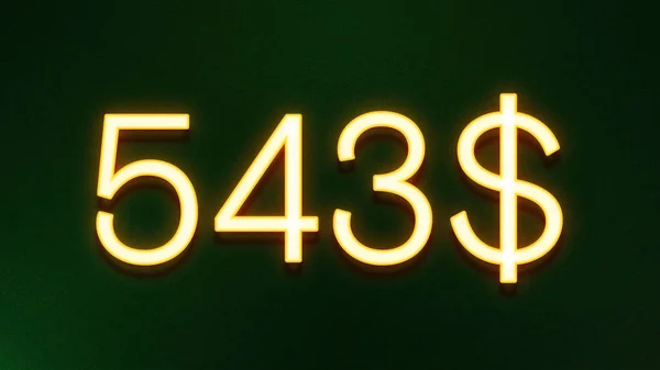 Símbolo Luz Dourada 543 Dólares Ícone Preço Fundo Escuro — Fotografia de Stock