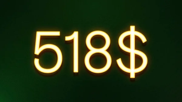 Símbolo Luz Dourada 518 Dólares Ícone Preço Fundo Escuro — Fotografia de Stock