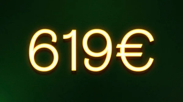 Zlatý Symbol Světla 619 Eur Cena Ikona Tmavém Pozadí — Stock fotografie