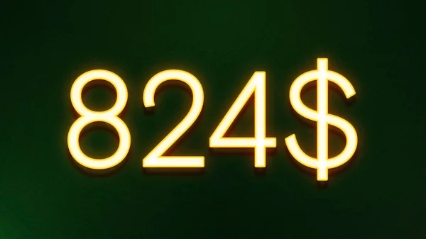 Símbolo Luz Dourada 824 Dólares Ícone Preço Fundo Escuro — Fotografia de Stock