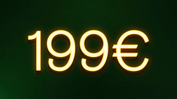 Χρυσό Φωτεινό Σύμβολο Της Τιμής 199 Ευρώ Εικονίδιο Σκούρο Φόντο — Φωτογραφία Αρχείου