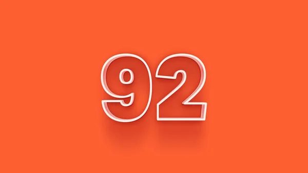 橙色背景上3D 92数字的图解 — 图库照片