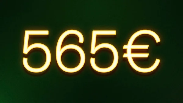 Símbolo Luz Dourada 565 Euros Ícone Preço Fundo Escuro — Fotografia de Stock