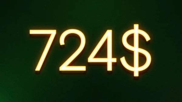 Símbolo Luz Dourada 724 Dólares Ícone Preço Fundo Escuro — Fotografia de Stock