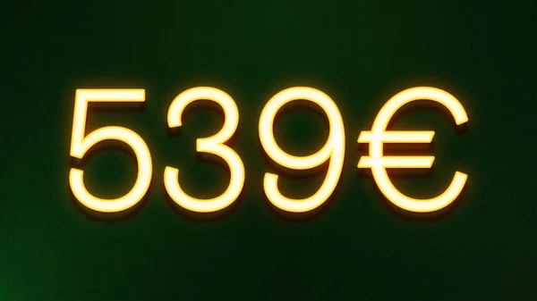Gouden Lichtsymbool Van 539 Euro Prijspictogram Donkere Achtergrond — Stockfoto