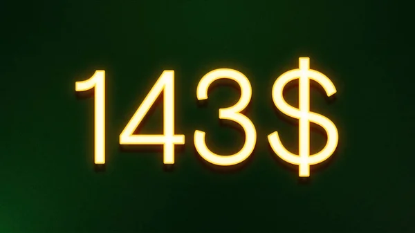 Símbolo Luz Dourada 143 Dólares Ícone Preço Fundo Escuro — Fotografia de Stock