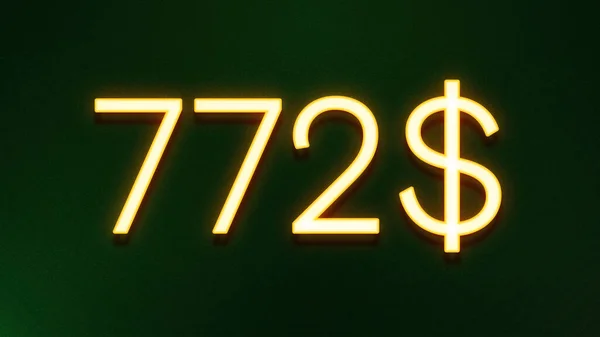 Símbolo Luz Dourada 772 Dólares Ícone Preço Fundo Escuro — Fotografia de Stock