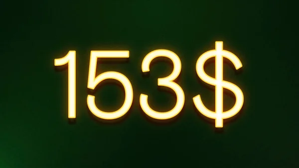 Золотой Светлый Символ Цены 153 Доллара Темном Фоне — стоковое фото