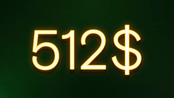 Simbolo Luce Dorata 512 Dollari Icona Del Prezzo Sfondo Scuro — Foto Stock
