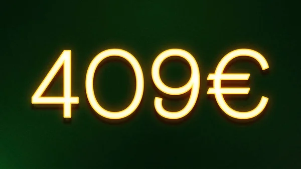 Złote Światło Symbol 409 Euro Cena Ikona Ciemnym Tle — Zdjęcie stockowe