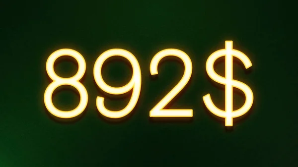 暗い背景に892ドルの価格アイコンの黄金の光のシンボル — ストック写真