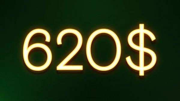 Gyllene Ljus Symbol För 620 Dollar Prisikon Mörk Bakgrund — Stockfoto