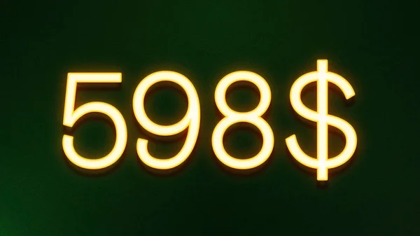 Koyu Arkaplanda 598 Dolarlık Altın Işık Simgesi — Stok fotoğraf