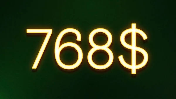 Símbolo Luz Dourada 768 Dólares Ícone Preço Fundo Escuro — Fotografia de Stock