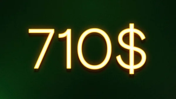 Símbolo Luz Dourada 710 Dólares Ícone Preço Fundo Escuro — Fotografia de Stock