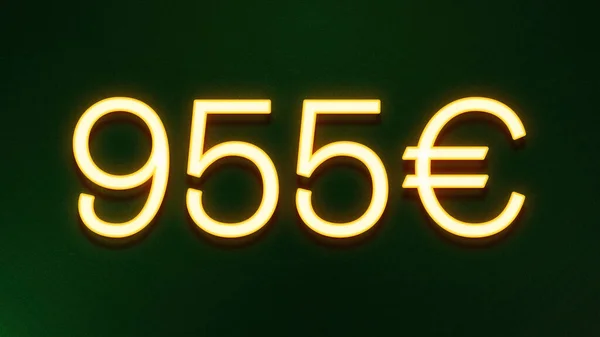Gouden Lichtsymbool Van 955 Euro Prijspictogram Donkere Achtergrond — Stockfoto