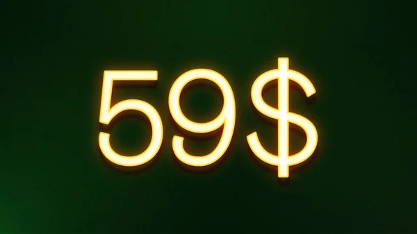 暗い背景に59ドルの価格アイコンの黄金の光のシンボル — ストック写真