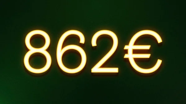Gouden Lichtsymbool Van 862 Euro Prijskaartje Donkere Achtergrond — Stockfoto