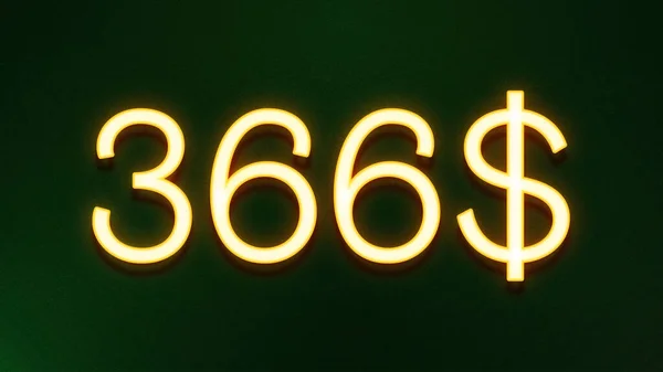 Símbolo Luz Dourada 366 Dólares Ícone Preço Fundo Escuro — Fotografia de Stock