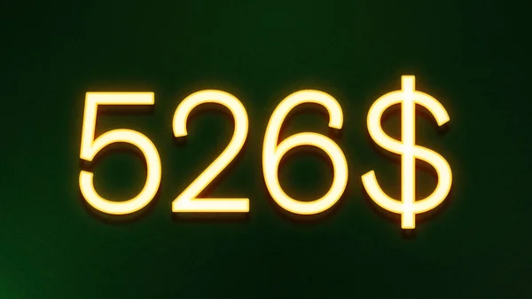 Gyllene Ljus Symbol För 526 Dollar Prisikon Mörk Bakgrund — Stockfoto