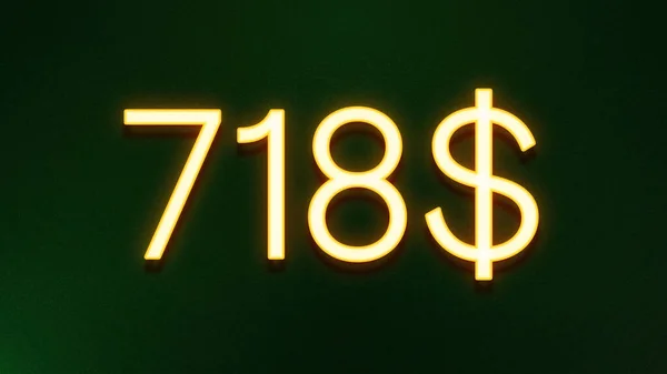 Símbolo Luz Dourada 718 Dólares Ícone Preço Fundo Escuro — Fotografia de Stock