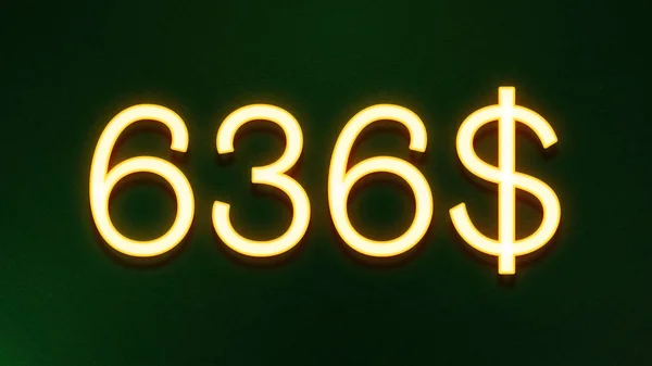 Золотой Светлый Символ Цены 636 Долларов Темном Фоне — стоковое фото