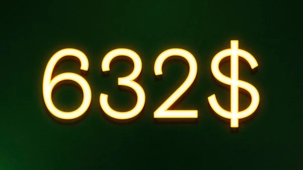 Gyllene Ljus Symbol För 632 Dollar Prisikon Mörk Bakgrund — Stockfoto