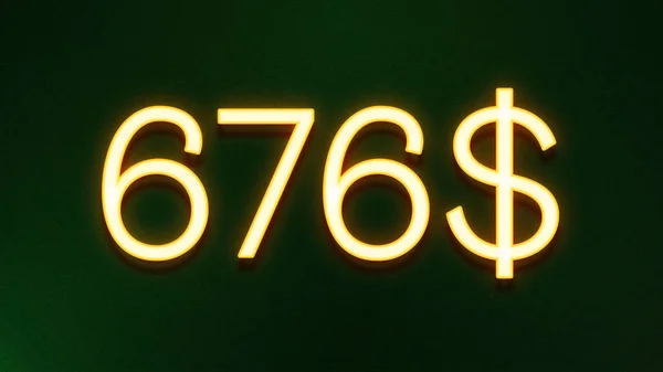 Símbolo Luz Dourada 676 Dólares Ícone Preço Fundo Escuro — Fotografia de Stock