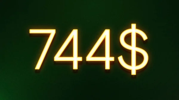 Золотой Светлый Символ Цены 744 Доллара Темном Фоне — стоковое фото