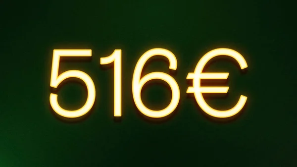 Gyllene Ljus Symbol För 516 Euro Prisikon Mörk Bakgrund — Stockfoto
