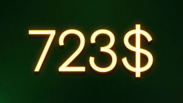 Símbolo Luz Dourada 723 Dólares Ícone Preço Fundo Escuro — Fotografia de Stock