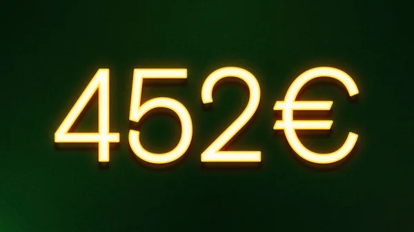 Gouden Lichtsymbool Van 452 Euro Prijspictogram Donkere Achtergrond — Stockfoto