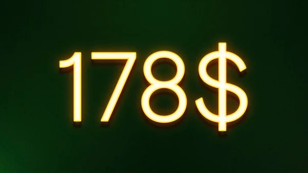 Золотой Светлый Символ Цены 178 Долларов Темном Фоне — стоковое фото