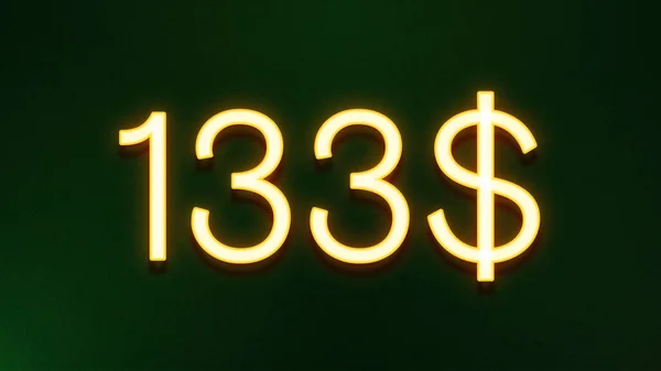 Gyllene Ljus Symbol För 133 Dollar Prisikon Mörk Bakgrund — Stockfoto