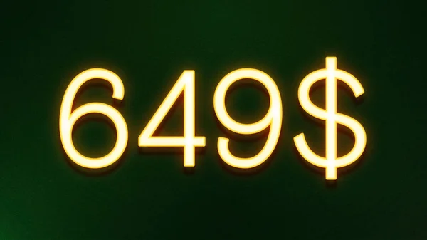 Símbolo Luz Dourada 649 Dólares Ícone Preço Fundo Escuro — Fotografia de Stock