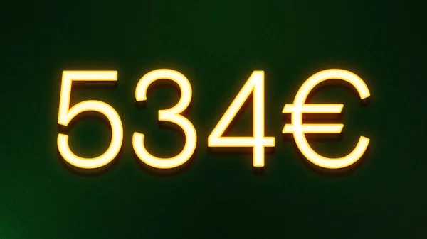 Золотой Светлый Символ Цены 534 Евро Темном Фоне — стоковое фото