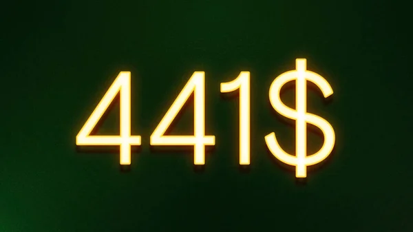 Símbolo Luz Dourada 441 Dólares Ícone Preço Fundo Escuro — Fotografia de Stock