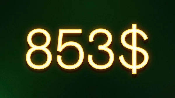 Símbolo Luz Dourada 853 Dólares Ícone Preço Fundo Escuro — Fotografia de Stock