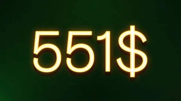 Золотой Светлый Символ Цены 551 Доллар Темном Фоне — стоковое фото