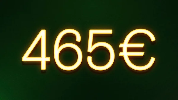 Gouden Lichtsymbool Van 465 Euro Prijskaartje Donkere Achtergrond — Stockfoto