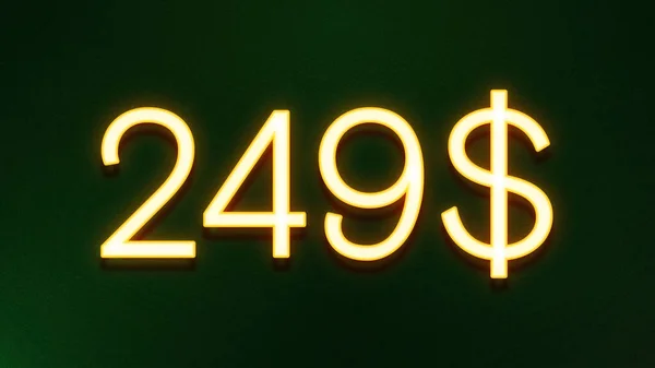 Símbolo Luz Dourada 249 Dólares Ícone Preço Fundo Escuro — Fotografia de Stock