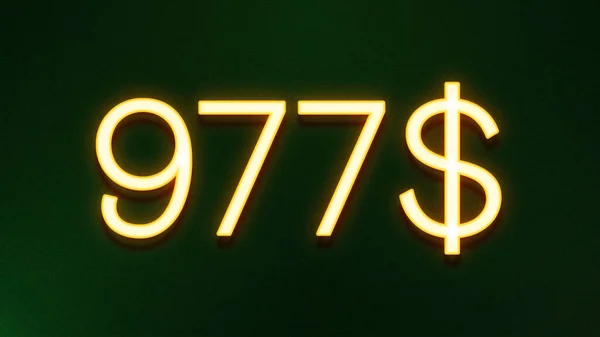 Zlatý Symbol Světla 977 Dolarů Cena Ikona Tmavém Pozadí — Stock fotografie