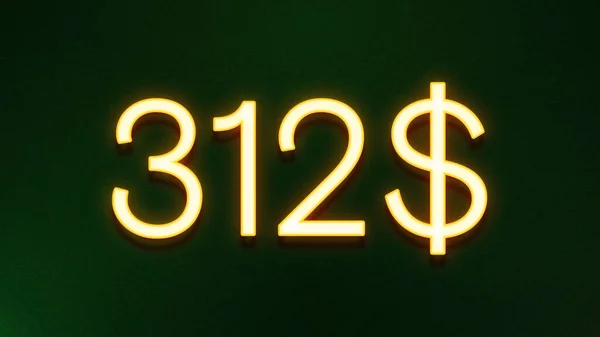 Złote Światło Symbol 312 Dolarów Cena Ikona Ciemnym Tle — Zdjęcie stockowe