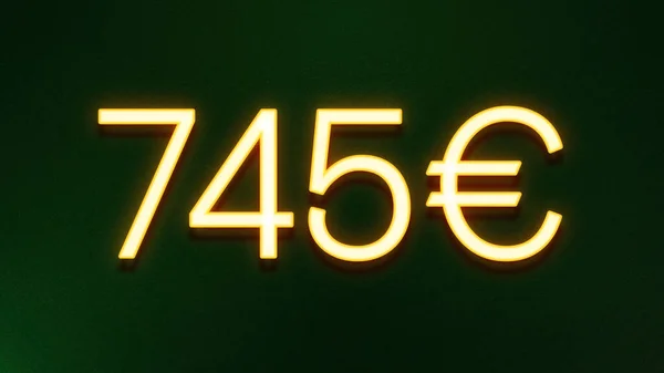 Símbolo Luz Dourada 745 Euros Ícone Preço Fundo Escuro — Fotografia de Stock