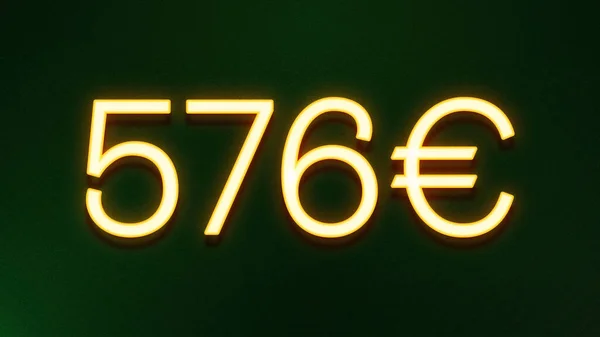 Gouden Lichtsymbool Van 576 Euro Prijspictogram Donkere Achtergrond — Stockfoto