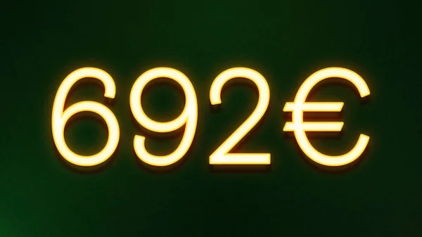 Gouden Lichtsymbool Van 692 Euro Prijskaartje Donkere Achtergrond — Stockfoto